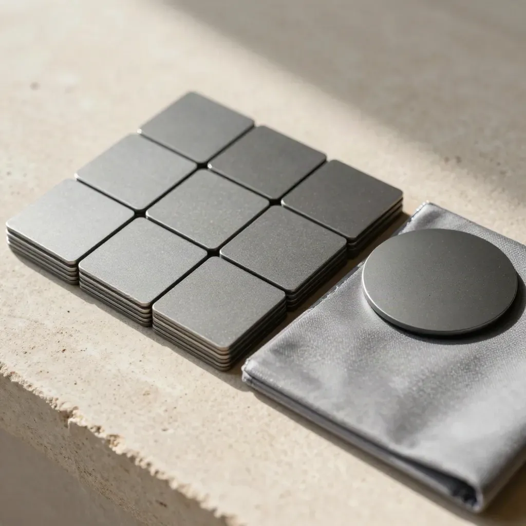 NFC sada s 25 kartami, čtecím diskem a pouzdrem složená do přesné mřížky.
